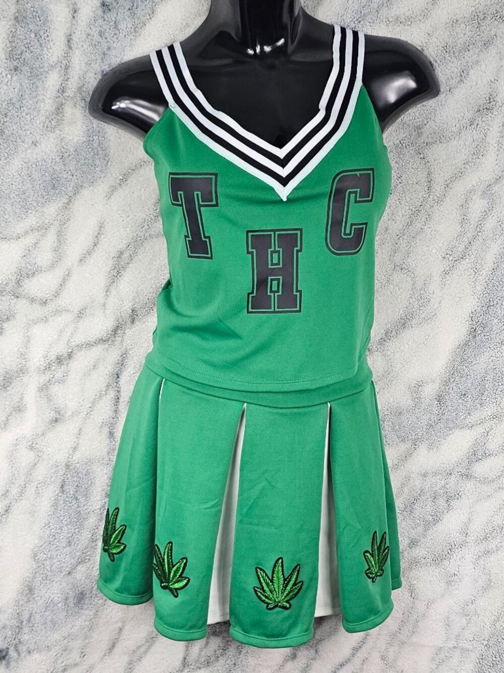 Trickz N Treatz 1X THC High Spirit Costume Green Black Cheerleader Halloween